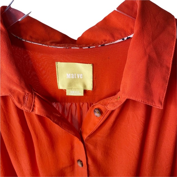 Maeve Anthropologie Orange Sleeveless Tunic Peasant Blouse Top Small - Picture 3 of 8